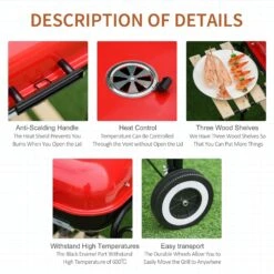 Outsunny 19” Steel Porcelain Portable Outdoor Charcoal Barbecue Grill -Outsunny pOo2c717e677ac471