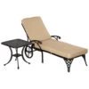 OUTSUNNY Outdoor 4-Position Heavy Duty Folding Chaise Lounge Chair Set, Recliner With Table, Lightweight Portable Aluminum Outdoor Pool Chair With Wheels & Stylized Frame For Sunbathing, Beige