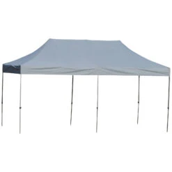 Outsunny 10' X 20' Pop Up Canopy Tent, Instant Sun Shelter, Tents For Parties, Height Adjustable, With Wheeled Carry Bag, For Outdoor, Garden, Patio, Gray