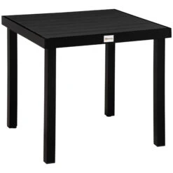 Outsunny Patio Dining Table For 4, Rectangular Aluminum Outdoor Table For Garden Lawn Backyard, Black