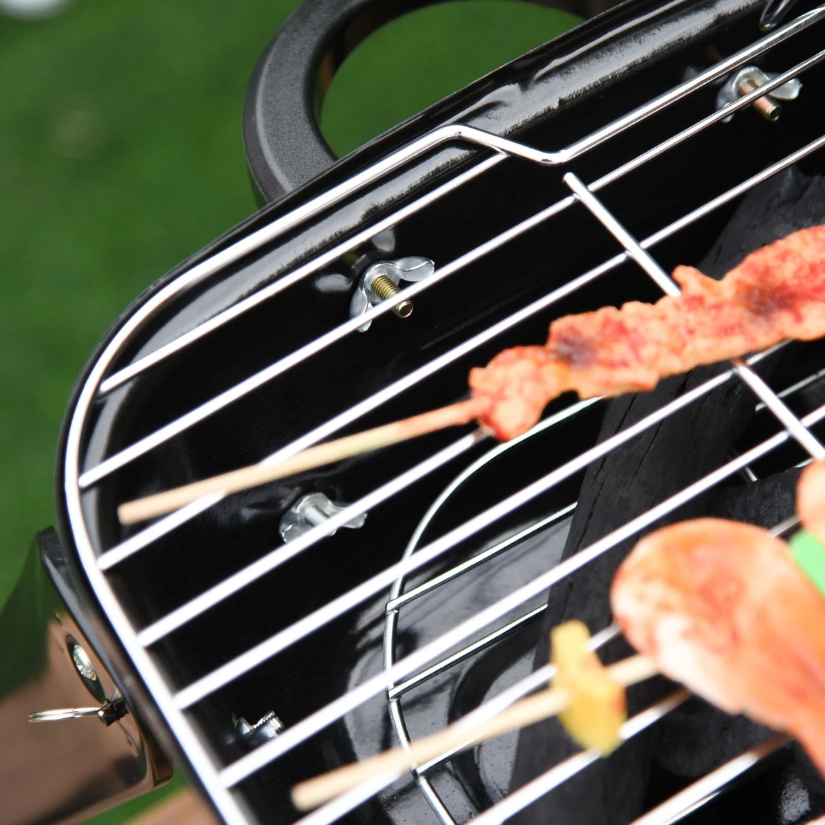 Outsunny 14" Portable Charcoal Grill, Tabletop Small BBQ Grill For Outdoor Cooking, Camping, Tailgating, Enamel Coated, Vent, Folding Legs, Black 13 Outsunny 14" Portable Charcoal Grill, Tabletop Small BBQ Grill For Outdoor Cooking, Camping, Tailgating, Enamel Coated, Vent, Folding Legs, Black - Image 13