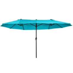 Outsunny Patio Umbrella 15ft Double-Sided Outdoor Market Extra Large Umbrella With Crank Handle For Deck, Lawn, Backyard And Pool, Blue