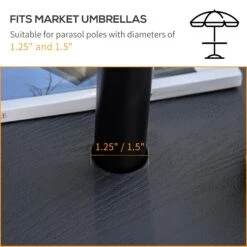 Outsunny 20" Umbrella Table Tray, Easy To Install Table-Top, Round Portable For Swimming Pool, Beach, Patio, Deck, Garden, Black 12 Outsunny 20" Umbrella Table Tray, Easy To Install Table-Top, Round Portable For Swimming Pool, Beach, Patio, Deck, Garden, Black -Outsunny pi30fe17ed3201f07