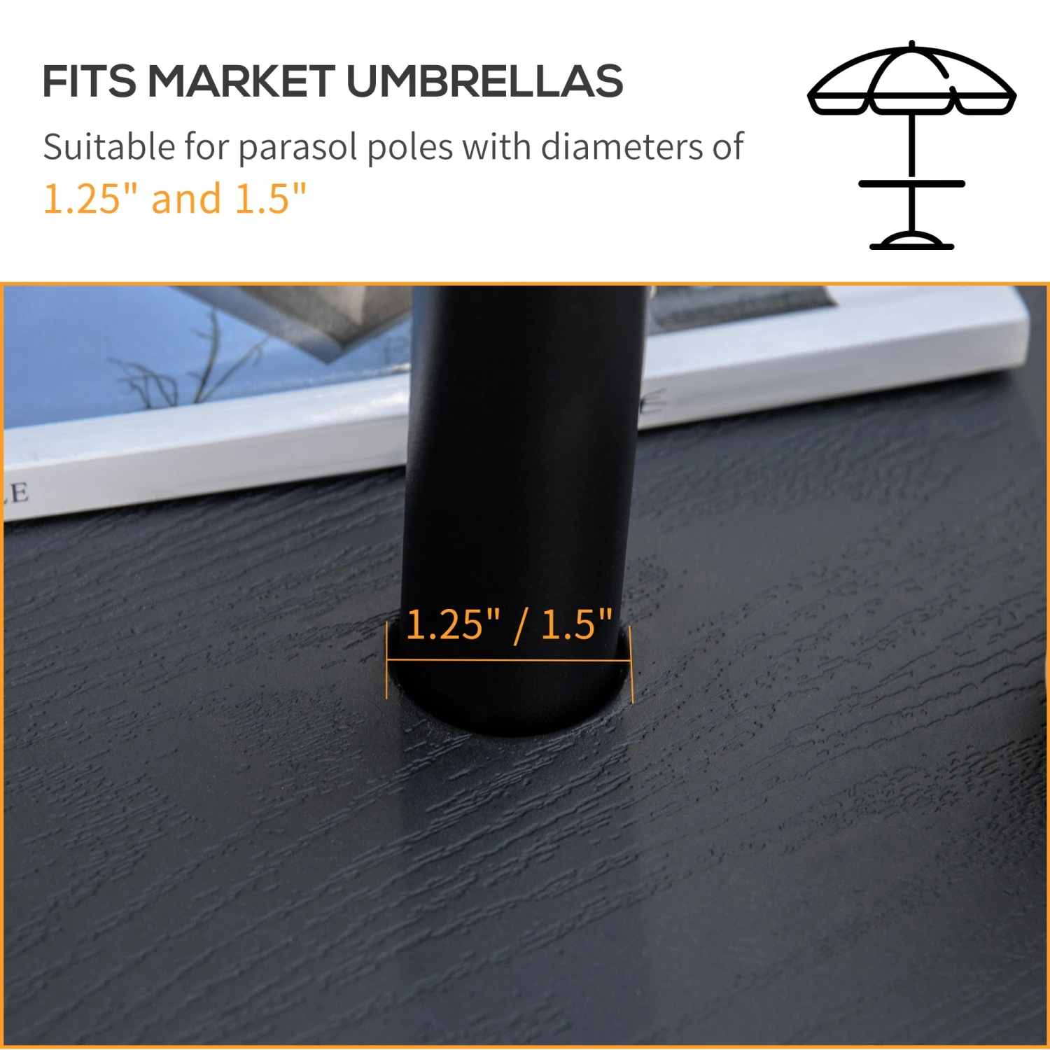 Outsunny 20" Umbrella Table Tray, Easy To Install Table-Top, Round Portable For Swimming Pool, Beach, Patio, Deck, Garden, Black 4 Outsunny 20" Umbrella Table Tray, Easy To Install Table-Top, Round Portable For Swimming Pool, Beach, Patio, Deck, Garden, Black - Image 4