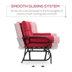 Outsunny 2-Person Outdoor Glider Chair, Patio Double Rocking Loveseat W/ Cushions, Red 12 Outsunny 2-Person Outdoor Glider Chair, Patio Double Rocking Loveseat W/ Cushions, Red -Outsunny pjwa0917f913f05e5
