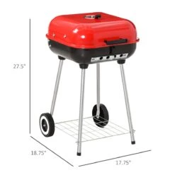 Outsunny 18" Portable Charcoal Grill With Wheels & Bottom Shelf, BBQ Smoker With Adjustable Vents On Lid For Picnic Camping Backyard Cooking -Outsunny pl8e6617e693234ea