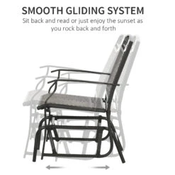 Outsunny Set Of 2 Outdoor Glider Chairs, Porch & Patio Rockers For Deck With PE Rattan Seats, Steel Frames For Garden, Backyard, Poolside, Brown -Outsunny plta091864a935bf3