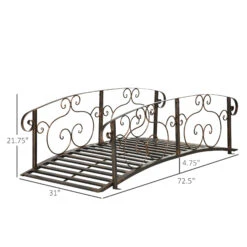 Outsunny 6' Metal Arch Backyard Garden Bridge, Safety Siderails, Arc Footbridge For Backyard Creek, Stream, Pond, Bronze -Outsunny proc17185be19c847