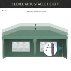 Outsunny 10' X 20' Pop Up Canopy Tent With 4 Sidewalls, Heavy Duty Tents For Parties, Outdoor Instant Gazebo With Carry Bag, For Outdoor, Garden, Patio, Green -Outsunny pxp15b1891b452a90