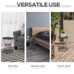 Outsunny 16" Steel Patio Side Table, Garden End Table With Hourglass Design, Accent Table For Outdoor And Indoor Use, Black -Outsunny q3We8917e6ca11431