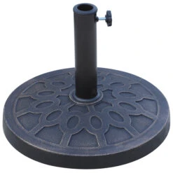 Outsunny 17.5" Round 32 Lb Decorative Cast Stone Umbrella Base Holder - Bronze Finish