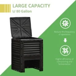 Outsunny Garden Compost Bin 80 Gallon Outdoor Large Capacity Composter Fast Create Fertile Soil Aerating Box, Easy Assembly, Black 13 Outsunny Garden Compost Bin 80 Gallon Outdoor Large Capacity Composter Fast Create Fertile Soil Aerating Box, Easy Assembly, Black -Outsunny q6588c18171e7f77f