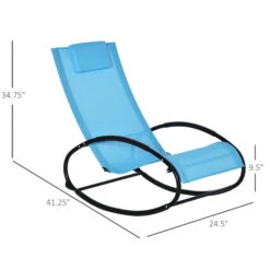 Outsunny Outdoor Rocking Chair Patio Pool Lounger With Pillow, Rocker With Breathable Mesh Fabric, Curved Armrests For Backyard, Deck, And Poolside, Blue -Outsunny q8Xc171815db7eabb