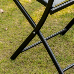 Outsunny 3-Piece Garden Bistro Set, Outdoor Folding Dining Set With Glass Table Top, 2 Folding Chairs, Steel Frame, And Mesh Fabric, Grey -Outsunny q9675617f2768d1e0