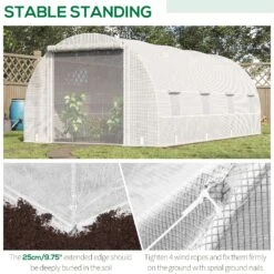 Outsunny Steel Frame Walk-In Tunnel Greenhouse Garden Warm House Large Hot House Kit With Windows & Door, 19' X 10' X 7', White -Outsunny qG488c188c3b87495