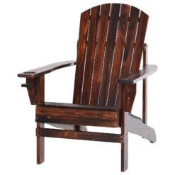 Outsunny Wooden Adirondack Chair, Outdoor Patio Lawn Chair With Cup Holder, Weather Resistant Lawn Furniture, Classic Lounge For Deck, Garden, Backyard, Fire Pit, Brown 25 Outsunny Wooden Adirondack Chair, Outdoor Patio Lawn Chair With Cup Holder, Weather Resistant Lawn Furniture, Classic Lounge For Deck, Garden, Backyard, Fire Pit, Brown -Outsunny qIF74c17e71d9bfc3