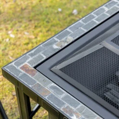 Outsunny 30 Inch Outdoor Fire Pit Square Steel Firepit Stove W/ Screen Poker For Patio -Outsunny qLM3d617f2768b8c0