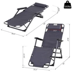 Outsunny Tanning Chair, 2-in-1 Beach Lounge Chair & Camping Chair W/ Pillow & Pocket, Adjustable Chaise For Sunbathing Outside, Patio, Poolside, Gray 17 Outsunny Tanning Chair, 2-in-1 Beach Lounge Chair & Camping Chair W/ Pillow & Pocket, Adjustable Chaise For Sunbathing Outside, Patio, Poolside, Gray -Outsunny qMha9117e6a5728a5