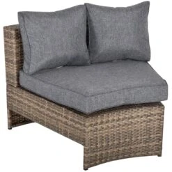 Outsunny 8 Piece Outdoor Rattan Sofa, Half Round Patio Furniture Set With Side Tables, Umbrella Hole, And Cushions, Mixed Grey -Outsunny qV96a417e697b74a9