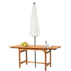 Outsunny Poplar Wood Slat Rectangular Extendable Outdoor Dining Table -Outsunny qW666b17e6731738a