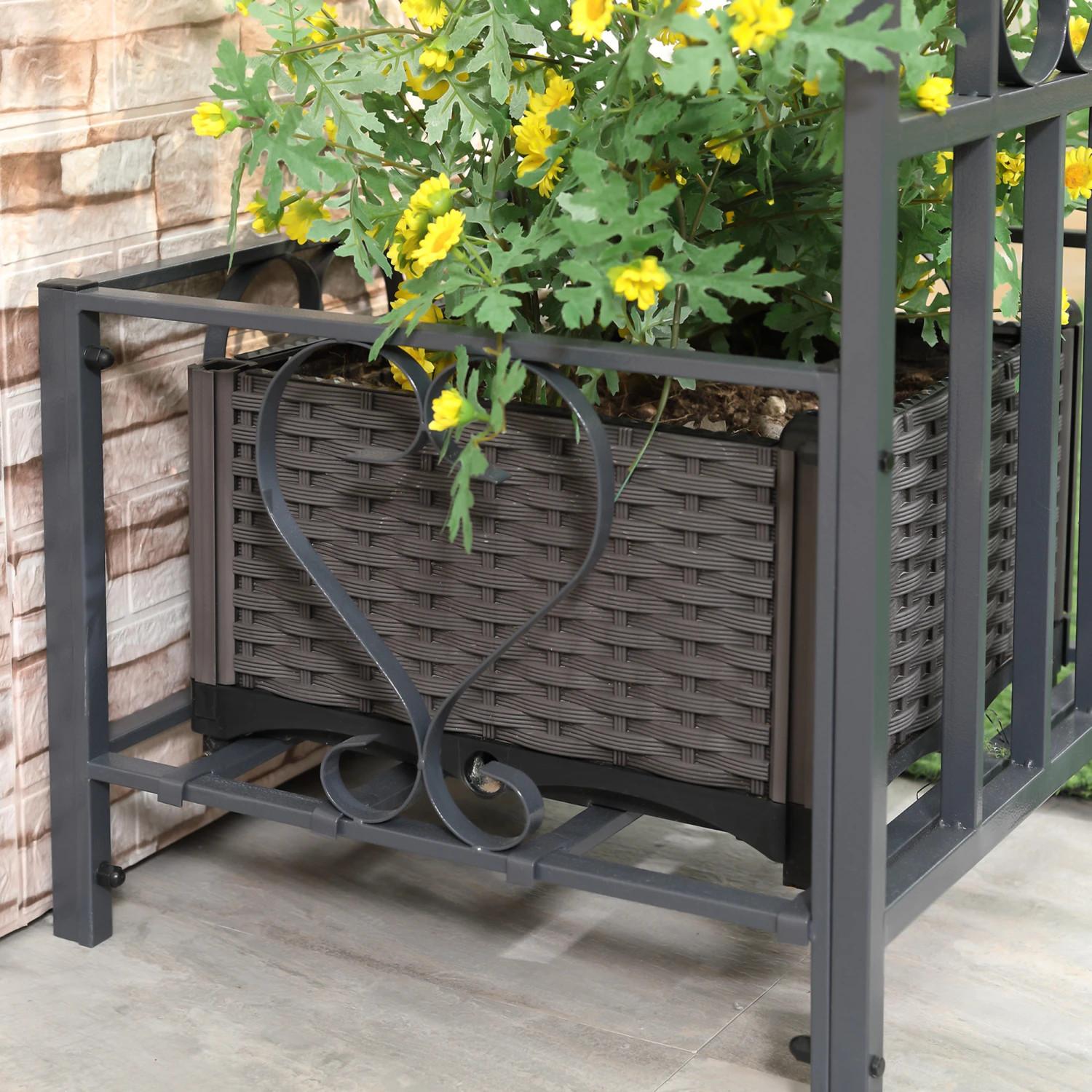 Outsunny 6.7' Steel Garden Arch Arbor With Scrollwork Hearts, Planter Boxes For Climbing Vines, Ceremony, Weddings, Party, Backyard, Lawn, Gray 12 Outsunny 6.7' Steel Garden Arch Arbor With Scrollwork Hearts, Planter Boxes For Climbing Vines, Ceremony, Weddings, Party, Backyard, Lawn, Gray - Image 12