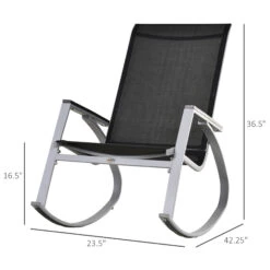 Outsunny Outdoor Modern Front Porch Patio Rocking Sling Chair - Black / Silver 17 Outsunny Outdoor Modern Front Porch Patio Rocking Sling Chair - Black / Silver -Outsunny qYoc1717fe7fbcd1b
