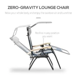 Outsunny Folding Zero Gravity Outdoor Recliner Patio Lounge Chair, Canopy Sun Shade, Headrest, Table Tray, Oxford Fabric, Blue 12 Outsunny Folding Zero Gravity Outdoor Recliner Patio Lounge Chair, Canopy Sun Shade, Headrest, Table Tray, Oxford Fabric, Blue -Outsunny qgna0917f2768dba3
