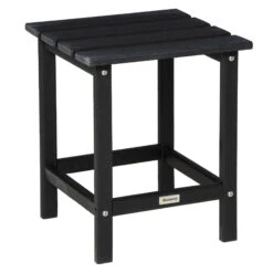 Outsunny Patio Side Table, 15" Square Outdoor End Table, HDPE Plastic Tea Table For Adirondack Chair, Backyard Or Lawn, Black