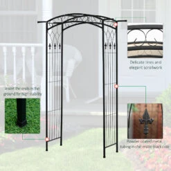 Outsunny 7Ft Outdoor Garden Arbor, Wedding Arch For Ceremony, Trellis With Scrollwork Design, Ideal For Climbing Vines And Plants -Outsunny qiva0918243e77b9b