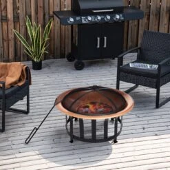 Outsunny Outdoor Round Fire Pit With Protective Mesh Screen For Your Backyard And Patio 21 Outsunny Outdoor Round Fire Pit With Protective Mesh Screen For Your Backyard And Patio -Outsunny qkCf4317fcf3ba883