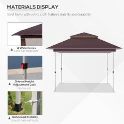 Outsunny 12' X 12' Pop Up Canopy Tent With Netting And Carry Bag, Instant Sun Shelter With 137 Sq.ft Shade, Tents For Parties, Height Adjustable, For Outdoor, Garden, Patio, Brown -Outsunny qlFa0918746780e02