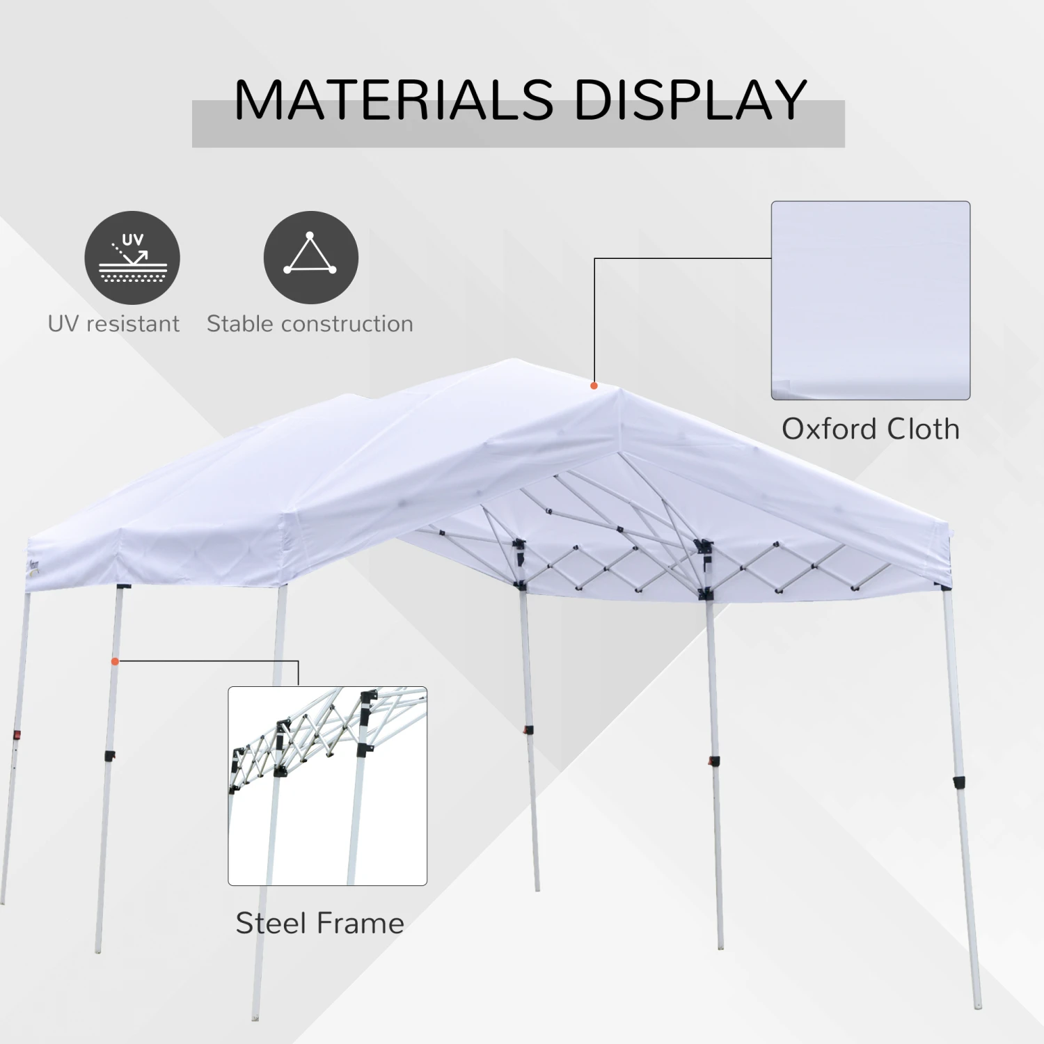 Outsunny 20' X 10' Outdoor Pop Up Canopy Tent Gazebo With 3-Level Adjustable Legs, Roller Bag, & UV-Fighting Canopy 4 Outsunny 20' X 10' Outdoor Pop Up Canopy Tent Gazebo With 3-Level Adjustable Legs, Roller Bag, & UV-Fighting Canopy - Image 4