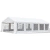 Outsunny 32' X 16' Large Outdoor Carport Canopy Heavy Duty Party/Wedding Tent With Removable Sidewalls - White