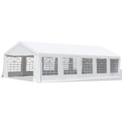 Outsunny 32' X 16' Large Outdoor Carport Canopy Heavy Duty Party/Wedding Tent With Removable Sidewalls - White