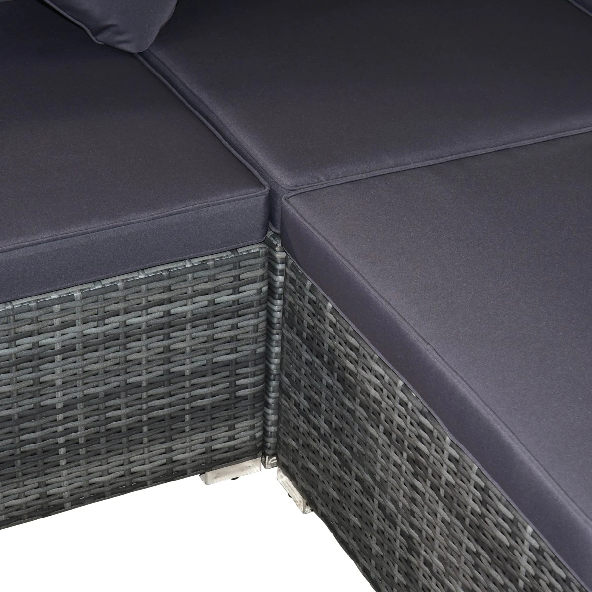 Outsunny 7 Piece Outdoor Patio Furniture Set, PE Rattan Wicker Sectional Sofa Set With Couch Cushions, Throw Pillows And Black Coffee Table, Double Gray 13 Outsunny 7 Piece Outdoor Patio Furniture Set, PE Rattan Wicker Sectional Sofa Set With Couch Cushions, Throw Pillows And Black Coffee Table, Double Gray - Image 13