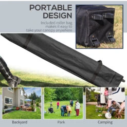 Outsunny 10' X 10' Pop-Up Canopy Tent With 1 Sidewall, Instant Sun Shelter, Tents For Parties, Height Adjustable, With Wheeled Carry Bag For Outdoor, Garden, Patio, White -Outsunny qwj756181681142ee