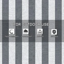 Outsunny Reversible Outdoor Rug Carpet, 9' X 18' Waterproof Plastic Straw Rug, Portable RV Camping Rugs With Carry Bag, Large Floor Mat For Backyard, Deck, Picnic, Beach, Gray & White Striped -Outsunny r06b10188a2acf149