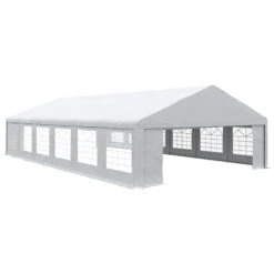 Outsunny 23' X 39' Party Tent & Carport, Large Outdoor Canopy Tent With Removable Sidewalls, 2 Doors And Windows, White Tents For Parties, Wedding, Events, BBQ Grill