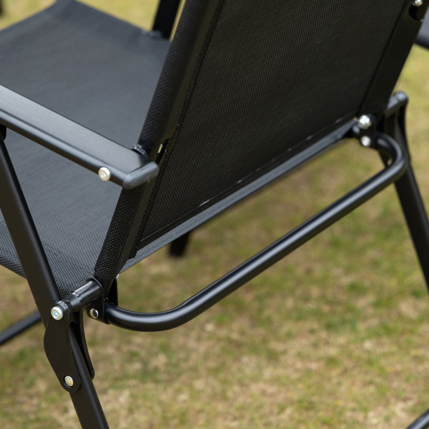 Outsunny 8 Piece Patio Dining Set With Table Umbrella, 6 Folding Chairs And Rectangle Dining Table, Outdoor Patio Furniture Set, Black 9 Outsunny 8 Piece Patio Dining Set With Table Umbrella, 6 Folding Chairs And Rectangle Dining Table, Outdoor Patio Furniture Set, Black - Image 9