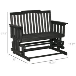 Outsunny Wooden Patio Glider Bench, Wood Outdoor Loveseat With High Back And Armrests, 2-Seat, Black -Outsunny rIEc1717f27691238