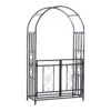 Outsunny Outdoor Metal Garden Arbor Arch With Double Gate, Weather-Fighting Dark Grey Epoxy Coating, & Steel Construction