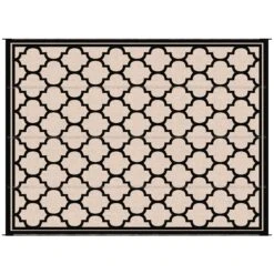 Outsunny 9' X 12' Reversible Outdoor RV Rug, Plastic Straw Rug For Camping, Deck, Beach, Black -Outsunny rVjdaa17fe7fc0a9d