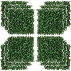Outsunny 12 Piece Artificial Boxwood Privacy Fence, 20" X 20", Faux Hedge Greenery Wall Backdrop Decoration, Indoor Outdoor Garden Décor, Green