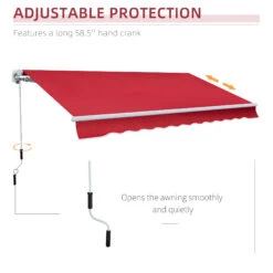 Outsunny 12' X 10' Manual Retractable Awning Outdoor Sunshade Shelter For Patio, Balcony, Yard, With Adjustable & Versatile Design, Wine Red 13 Outsunny 12' X 10' Manual Retractable Awning Outdoor Sunshade Shelter For Patio, Balcony, Yard, With Adjustable & Versatile Design, Wine Red -Outsunny rh588c181a40ad611