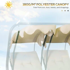 Outsunny 2-Seater Swing Canopy Replacement With Tubular Framework, Outdoor Swing Sunshade Top Cover (Canopy Only), Beige -Outsunny rhGa0918746eb6520