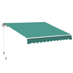 Outsunny 10' X 8' Manual Retractable Awning Sun Shade Shelter For Patio Deck Yard With UV Protection And Easy Crank Opening, Green
