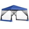 Outsunny Slant Leg Pop Up Canopy Tent With Netting And Carry Bag, Instant Sun Shelter, Tents For Parties, Height Adjustable, For Outdoor, Garden, Patio, (11.5'x11.5' Base / 10'x10' Top), Blue