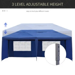 Outsunny 10' X 20' Pop Up Canopy Tent With 4 Sidewalls, Heavy Duty Tents For Parties, Outdoor Instant Gazebo With Carry Bag, For Outdoor, Garden, Patio, Blue -Outsunny rl388c17f680c5bdc