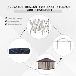 Outsunny 12' X 12' Pop Up Canopy Tent With Netting And Carry Bag, Instant Sun Shelter With 137 Sq.ft Shade, Tents For Parties, Height Adjustable, For Outdoor, Garden, Patio, Brown -Outsunny rv488c18746780e02