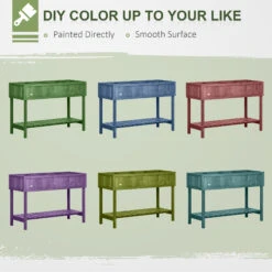 Outsunny Wooden Raised Garden Bed, Elevated Planter Box Stand With 8 Slots And Open Shelf, Dark Brown -Outsunny ryj88c188c795117f